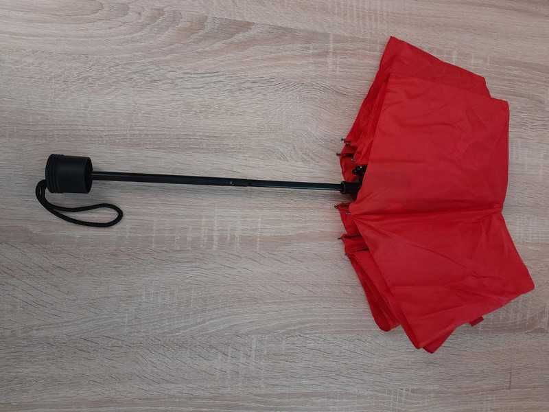 Nowy mini parasol półautomatyczny_Windproof_Umbrella_89 cm, czerwony