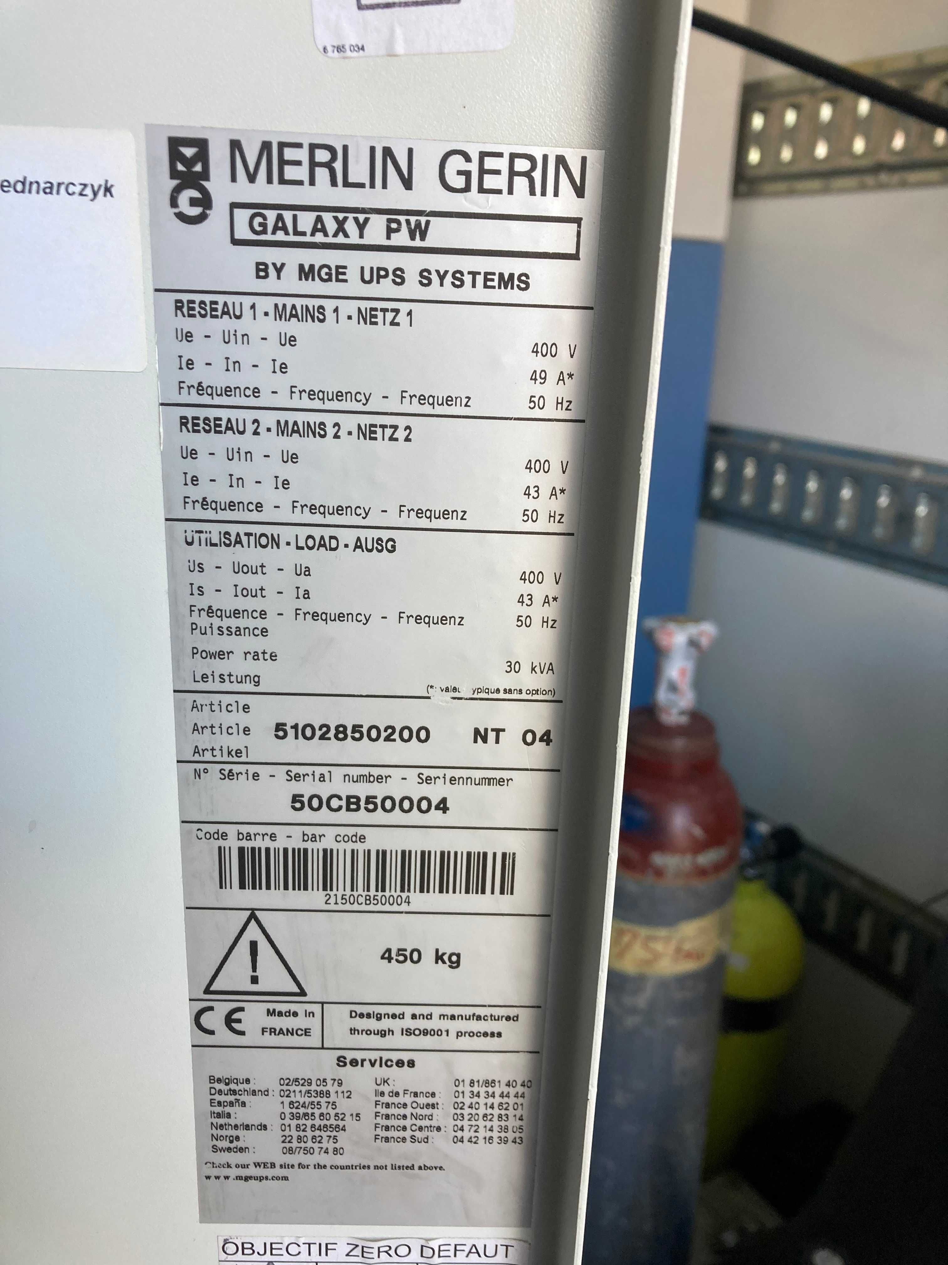 UPS Merlin G Galaxy PW 30kVA Wył NS160N. FOTOWOLTAIKA. Magazyn energii