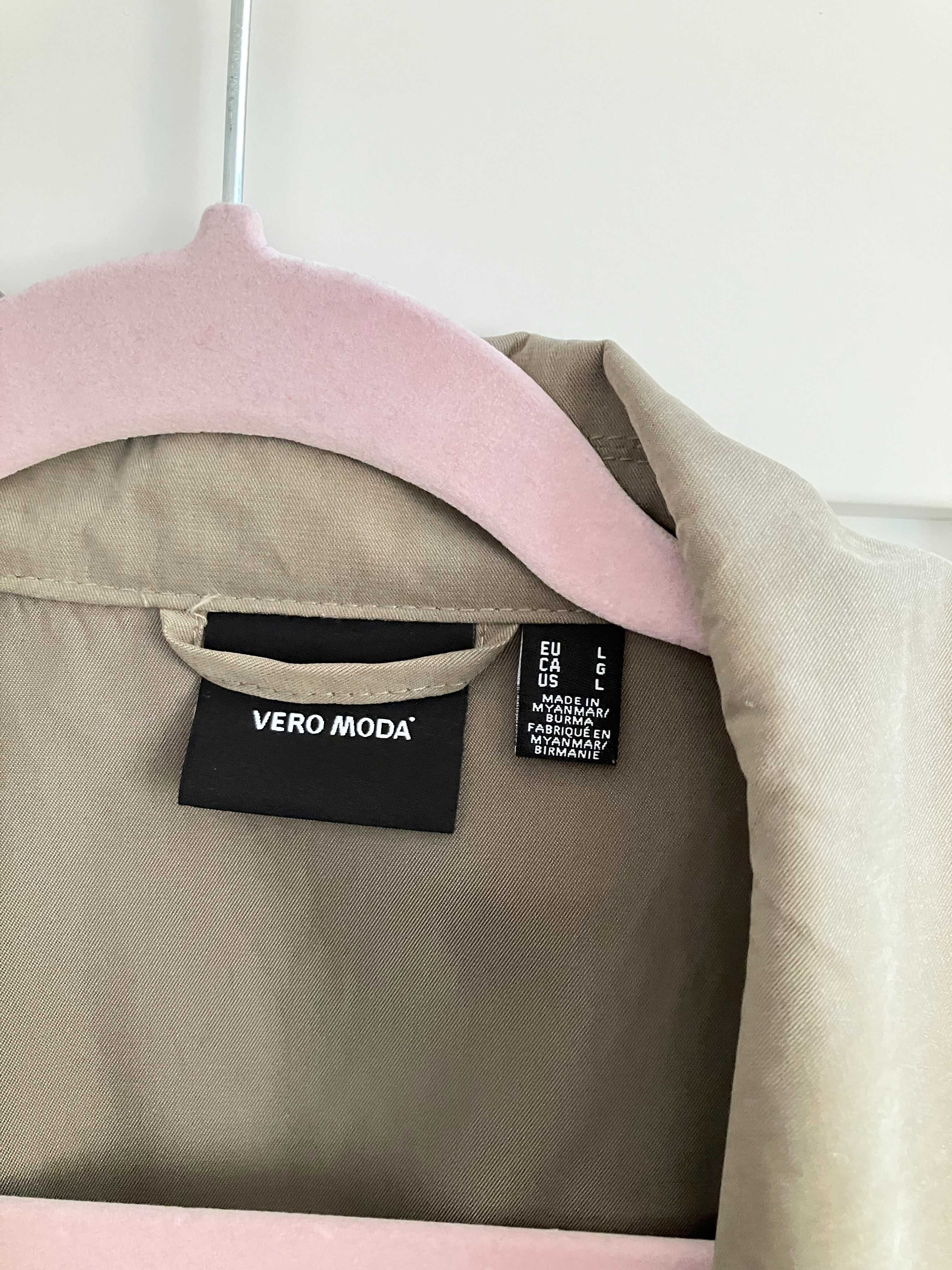Wiosenny trencz Vero Moda khaki L basic płaszcz