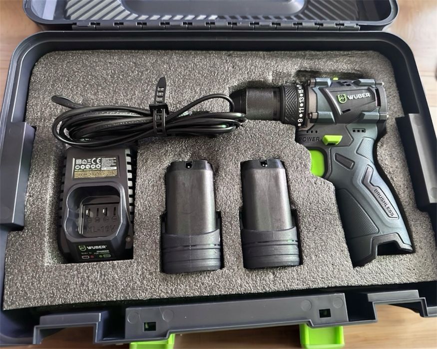 Bezszczotkowa wiertarko-wkrętarka akumulatorowa Wuber 16.8V + Zestaw