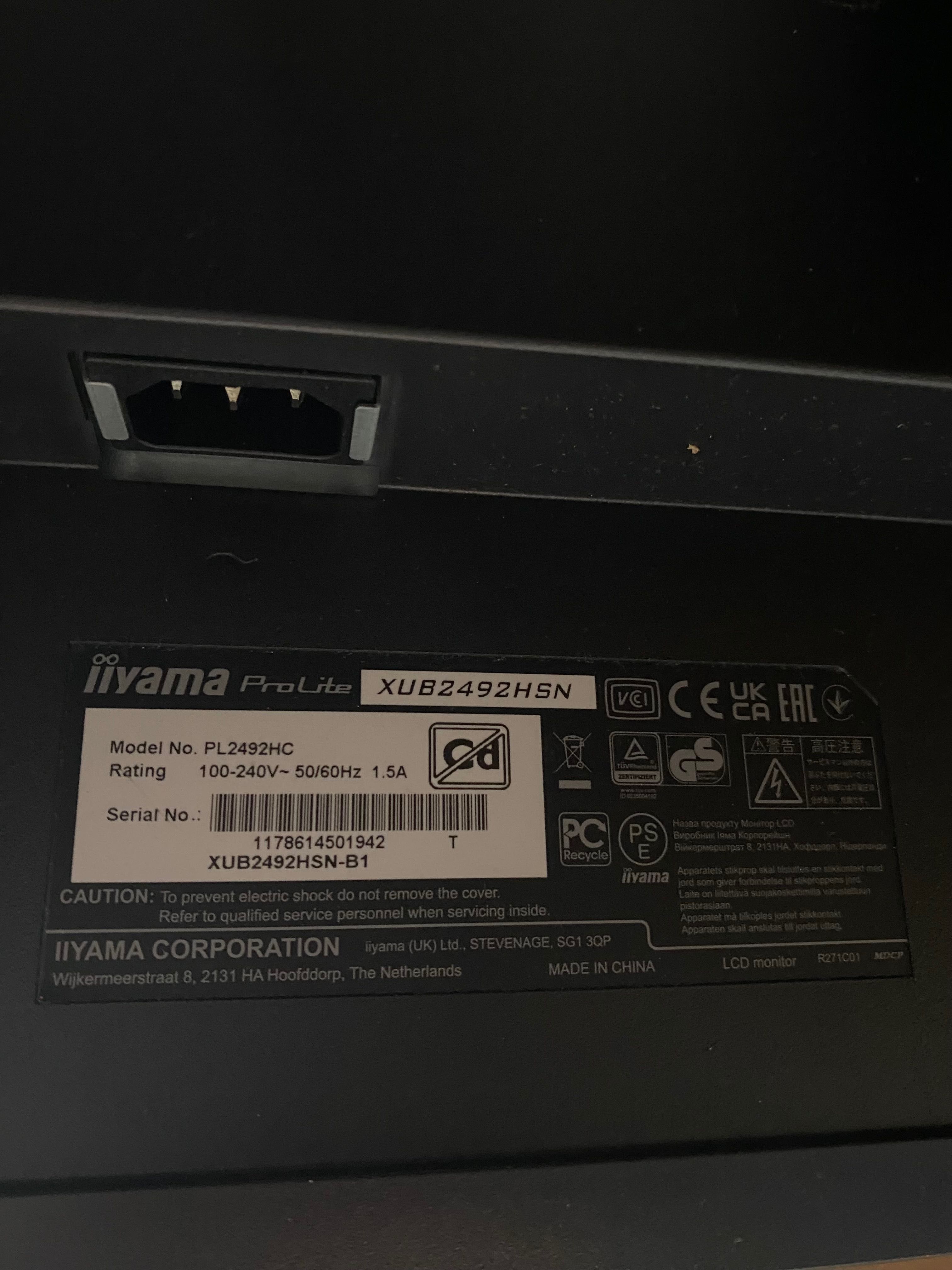 Monitor iiyama ProLite XUB2492HSN-B1 23.8" USB-C Dock 65W LAN