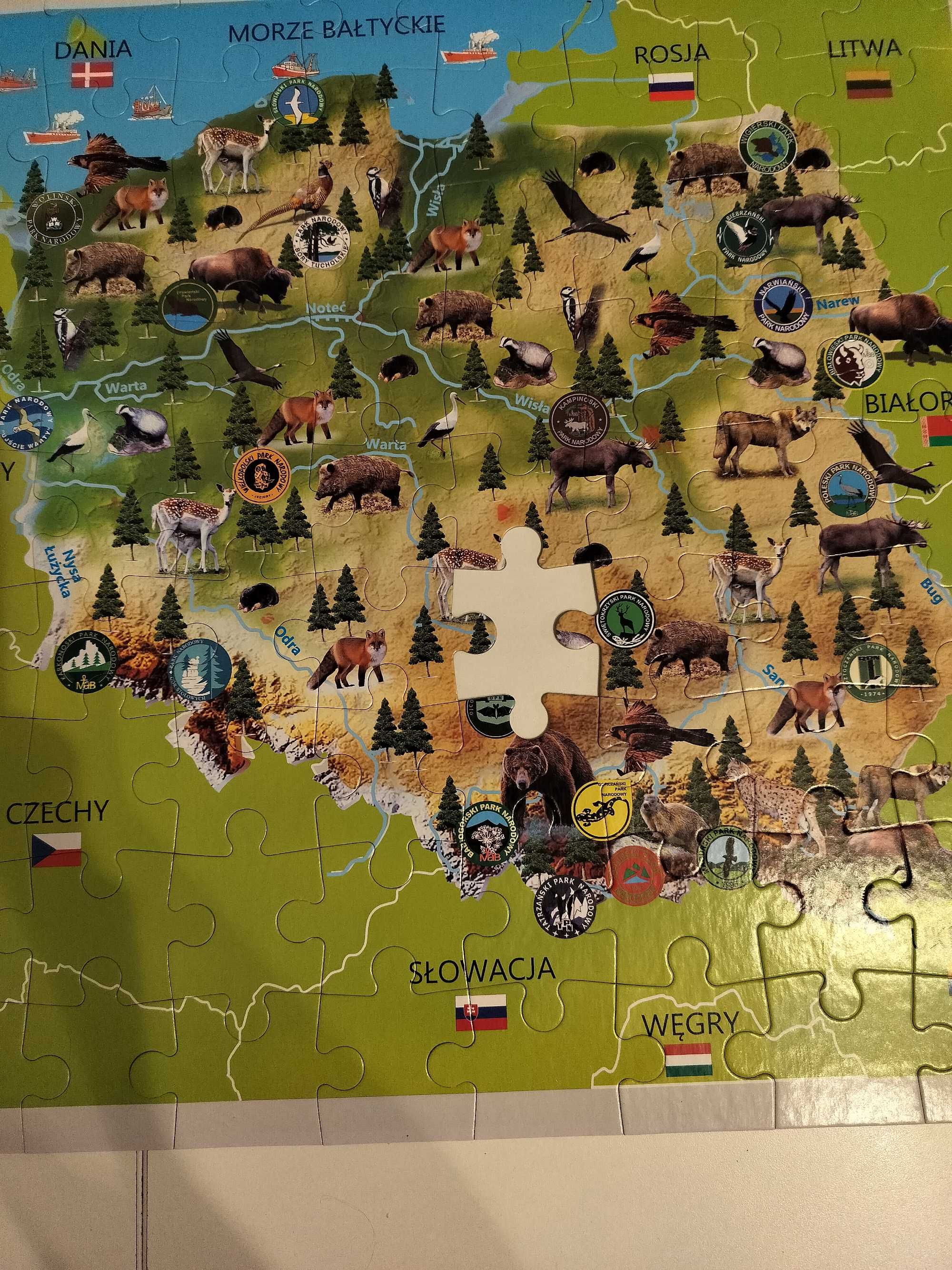 Dwustronne puzzle mapa Polski