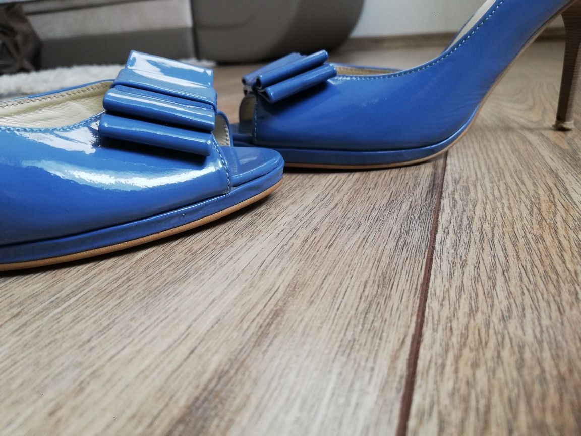 Damskie szpilki buty na obcasie rozmiar 36 niebieskie wesele komunia