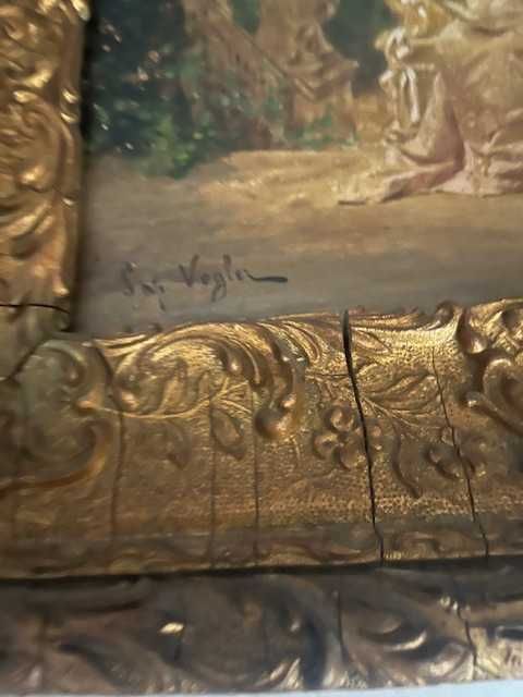 Pinturas antigas com moldura dourada