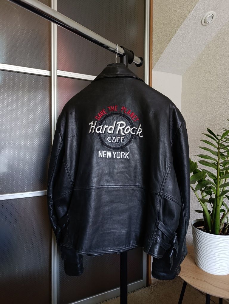 Винтажная кожаная куртка косуха hard rock cafe new york