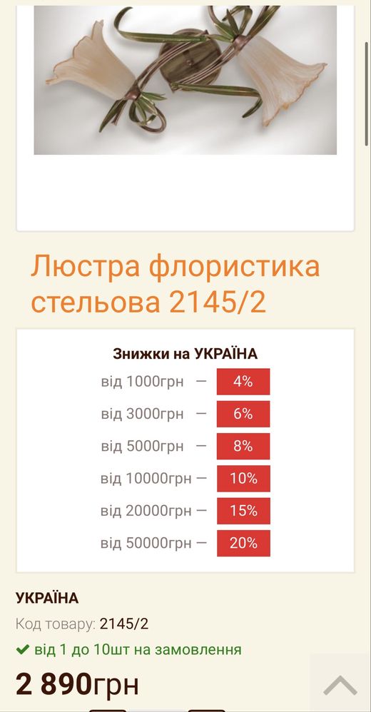 Світильник настінний флористика