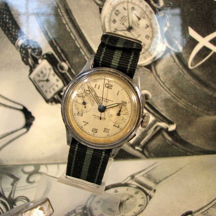 Zegarek WW2 Chronograf Chronographe SUISSE / MOVADO/.17 Jewels. Swiss.