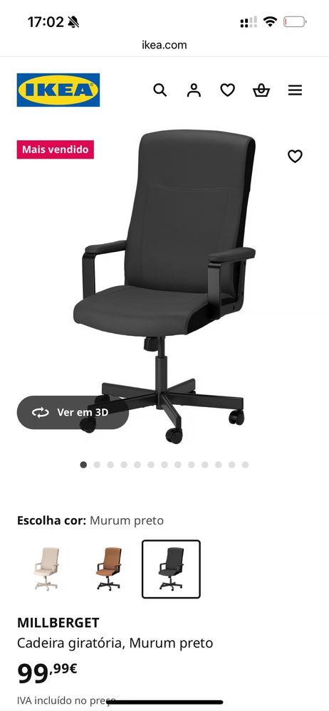 Secretária MICKE + Candeeiro FORSÅ (IKEA) + Cadeira Millberget [IKEA]