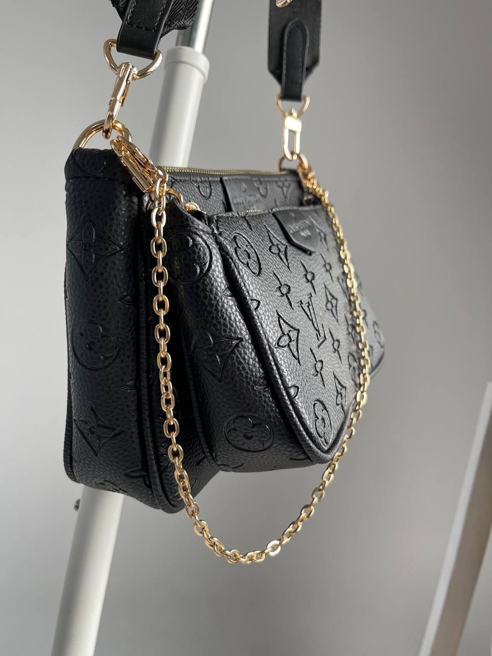 Женская черная сумочка Louis Vuitton, Multi Pochette сумка Луи Витон