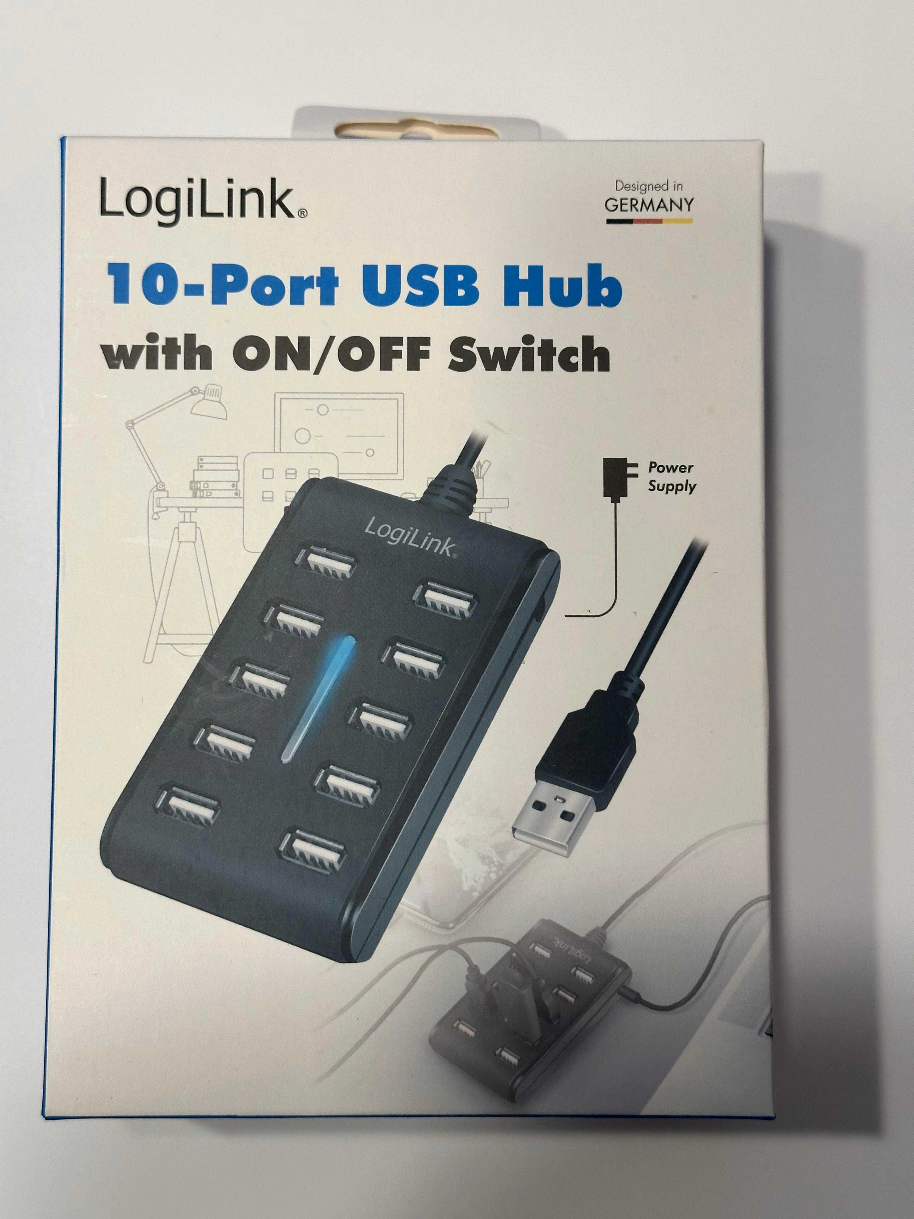 HUB USB2.0 10-portowy, LogiLink, nowy