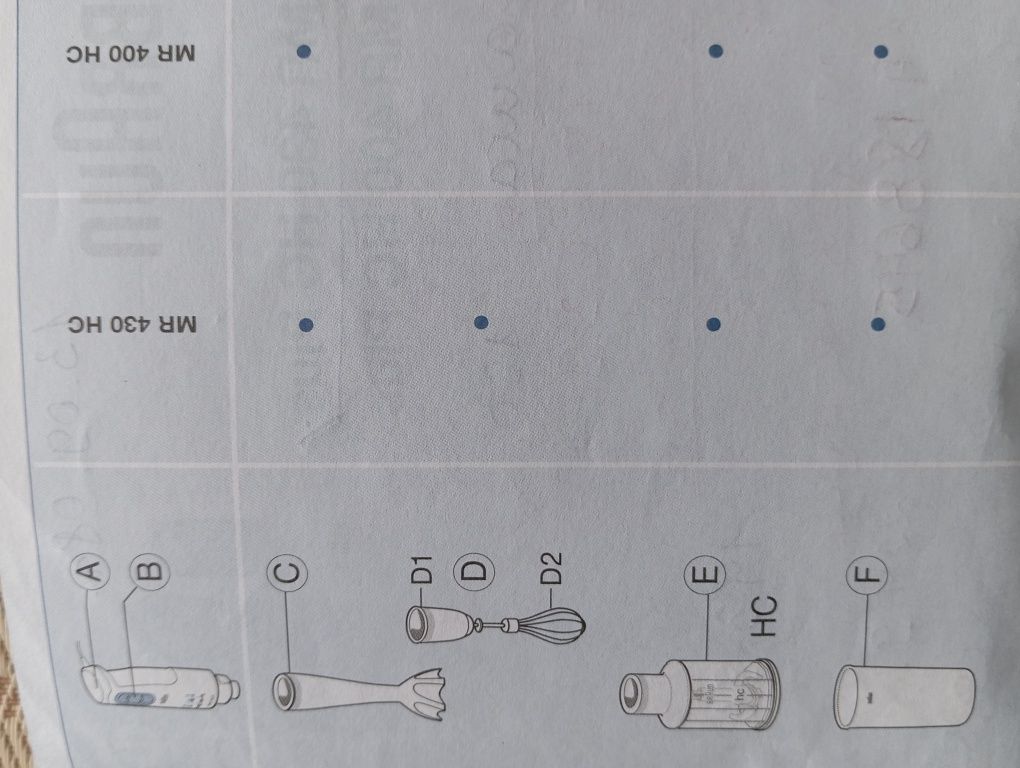 Комплектуючі к міксер Braun