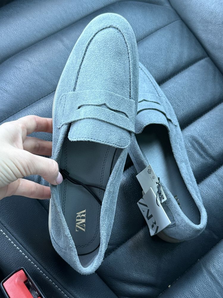 Zara шкіряні лофери 38, zara кожаные лоферы 38