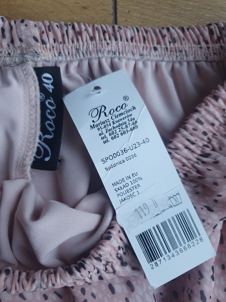 Spódnica firmy Roco, kolor pudrowy róż we wzorki