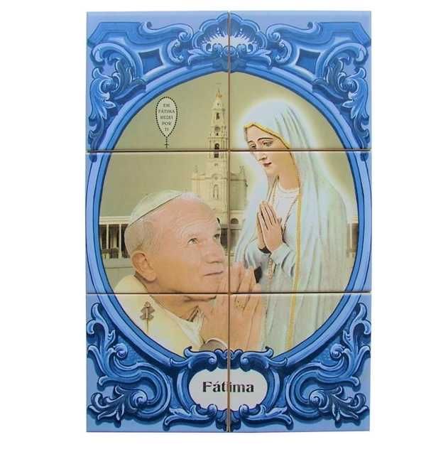 Painel Azulejos Papa João Paulo II em Fátima Nossa Senhora 2º Gravura