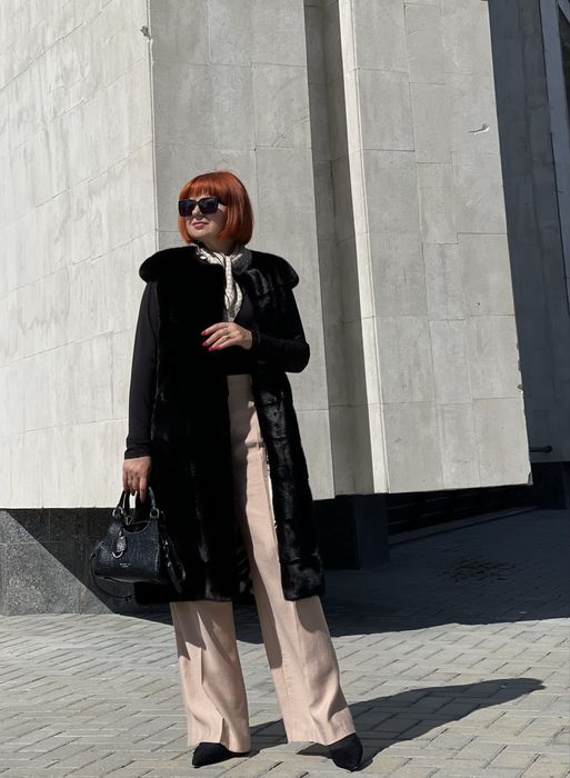 Black glama шуба жилет GF Ferre 110 см р. С-М