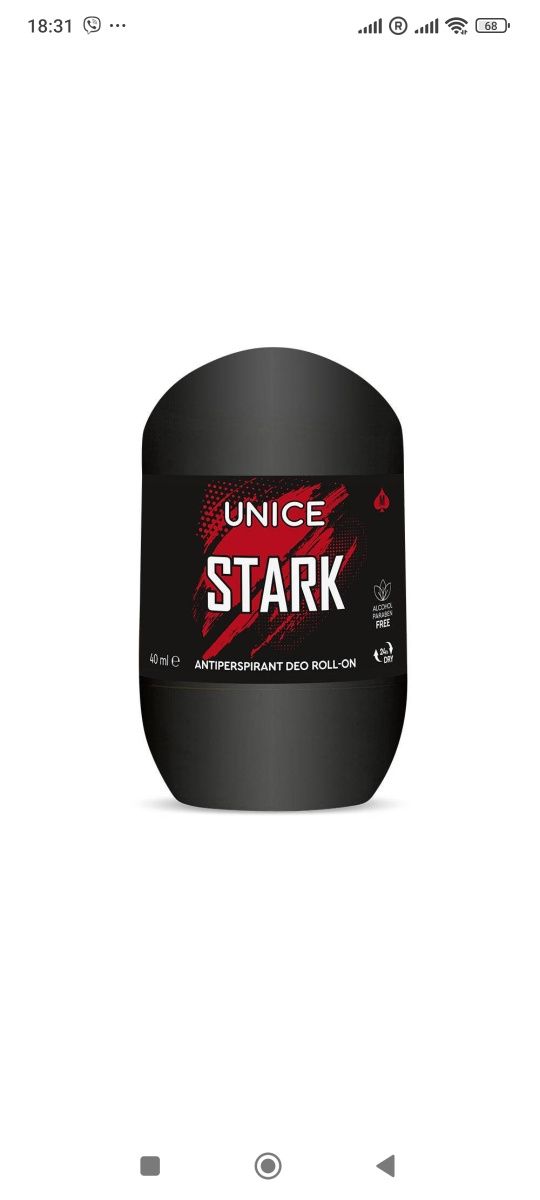 Чоловічий роликовий дезодорант-антиперспірант Unice Bold і Stark, 40мл