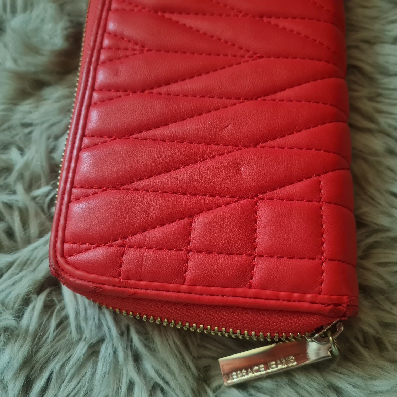 Versace Jeans czerwony duzy portfel 20x11 cm wallet  ma obdarte rogi c