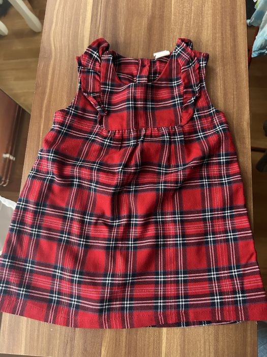 Sukienka czerwona w kratkę 86 cm 12/18 msc H&M