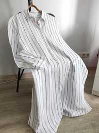Біля лляна сукня сорочка белое льняное платье рубашка h&m