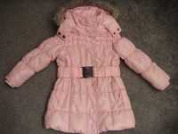 różowa długa kurtka z kapturem płaszczyk roz. 104