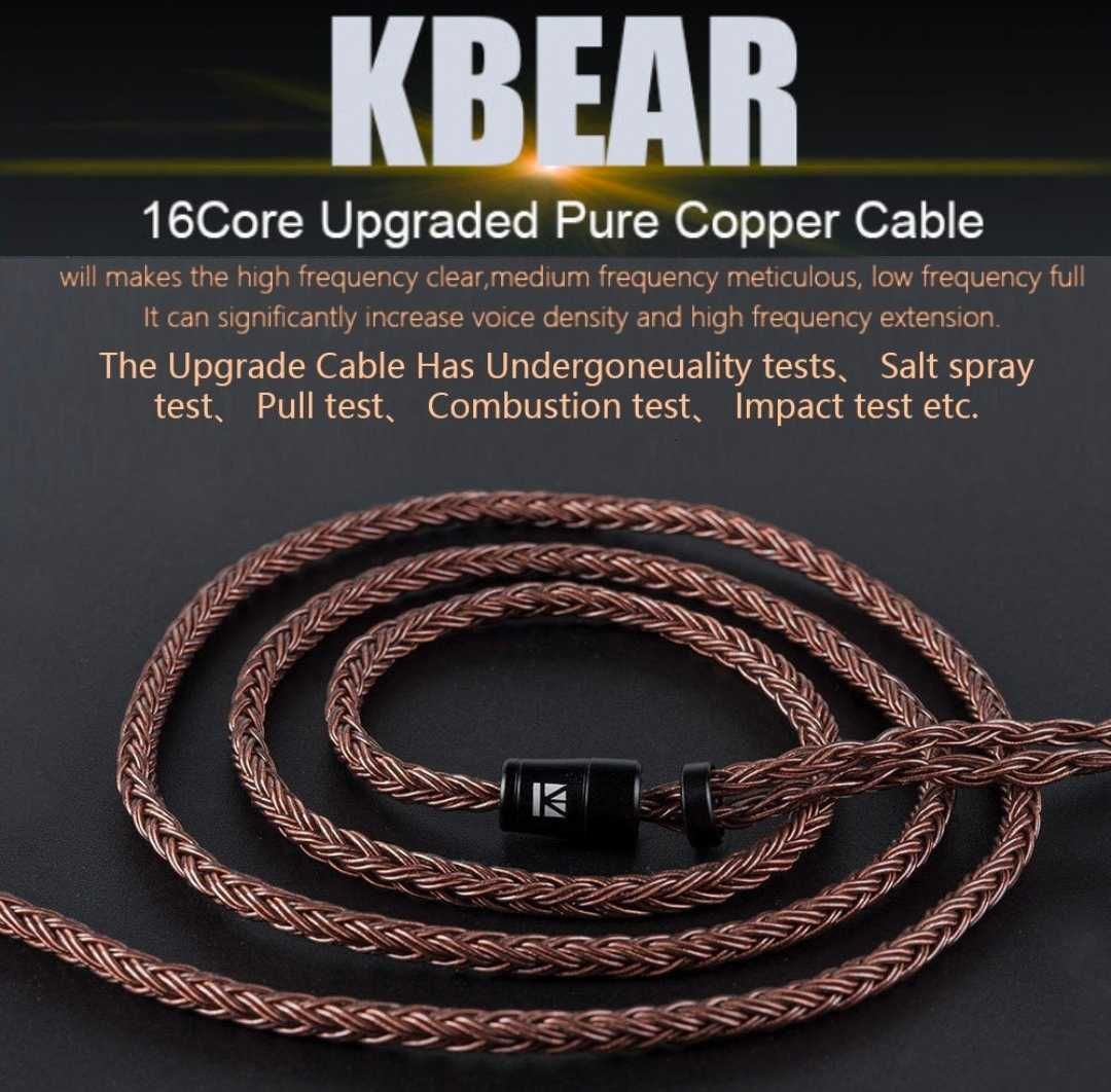 KBear 16 Rdzeni Czysta Miedź 4.4mm/3.5mm MMCX,QDC,0.78