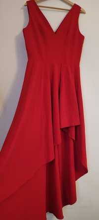 Piękna czerwona asymetryczna sukienka na wesele roz.m/l