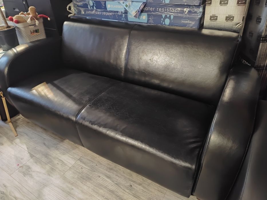 Sofa skórzana czarna bez funkcji spania