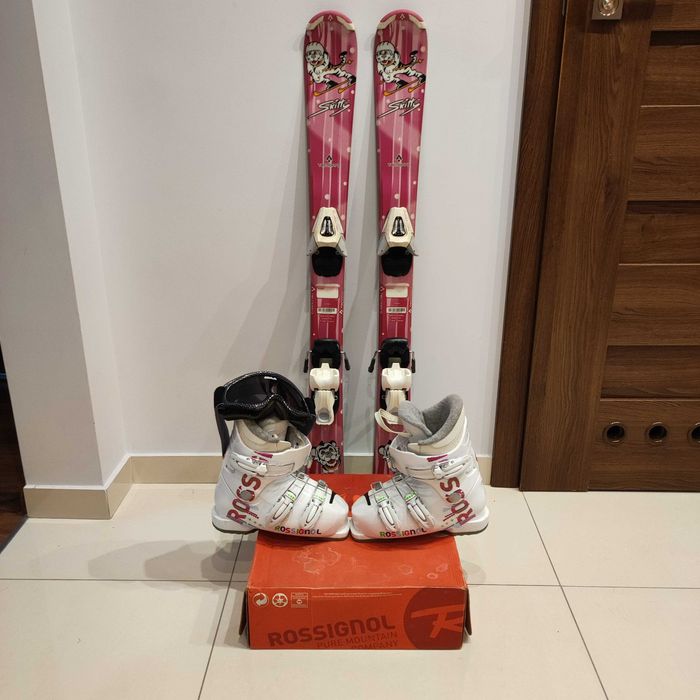 Zestaw narciarski narty dla dziewczynki narty 100cm, buty 20,5cm,gogle