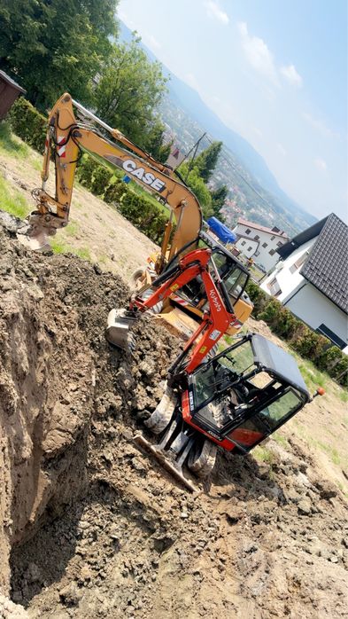 Wynajem koparek, roboty ziemne, budowa dróg, wyburzenia