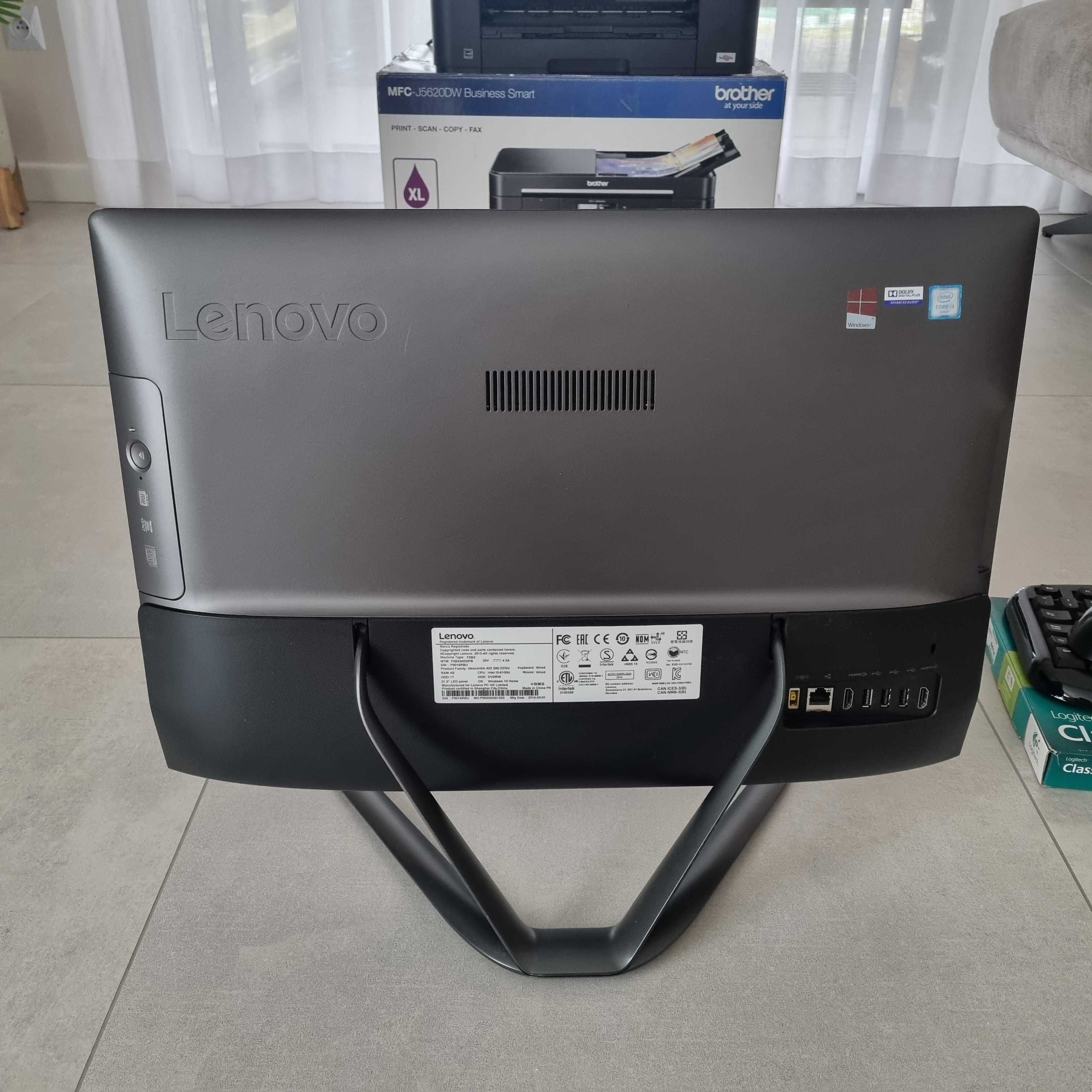 Komputer LENOVO AIO 300-22ISU / zestaw z klawiaturą i myszką LOGITECH