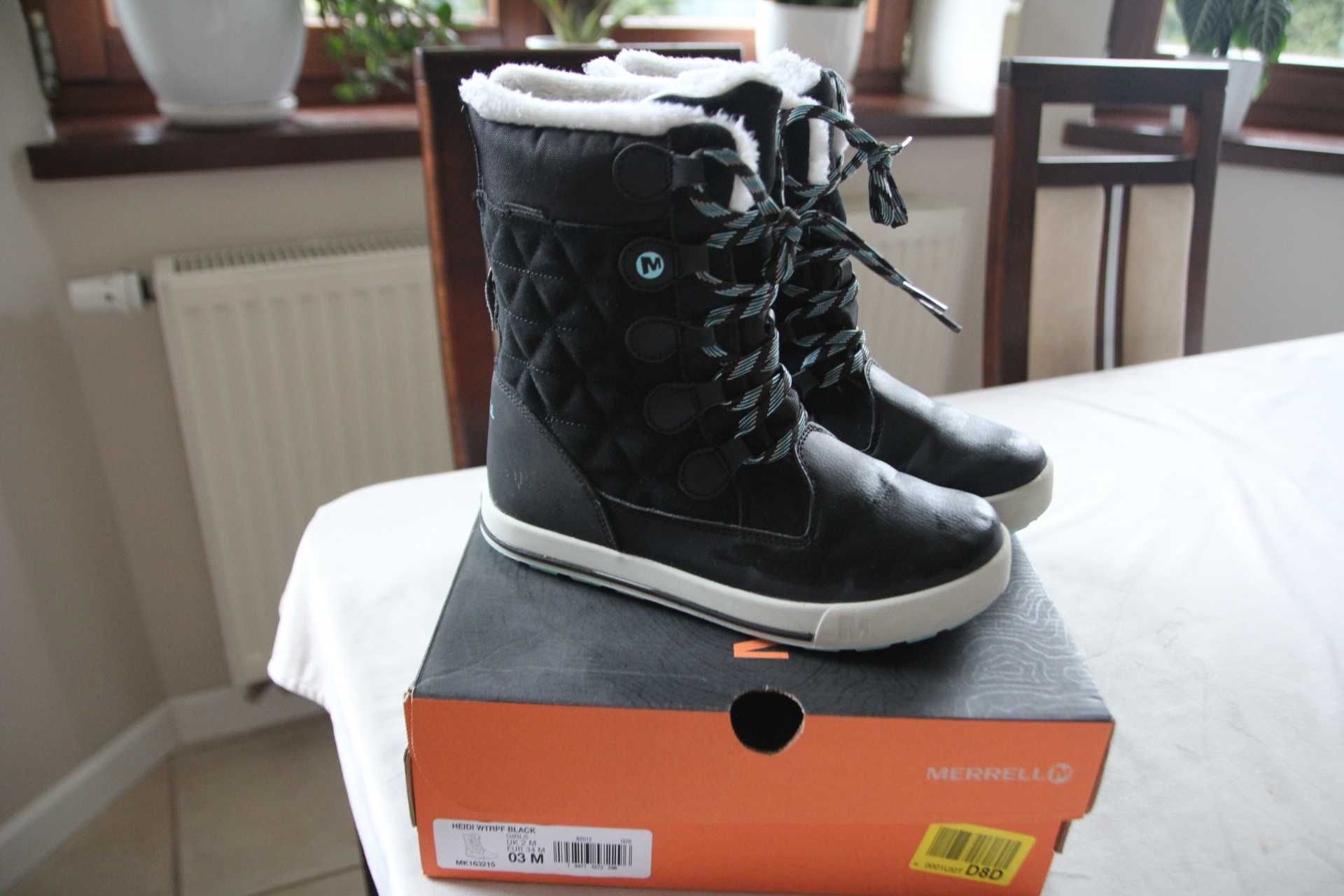 Buty śniegowce Merrell czarne r. 34