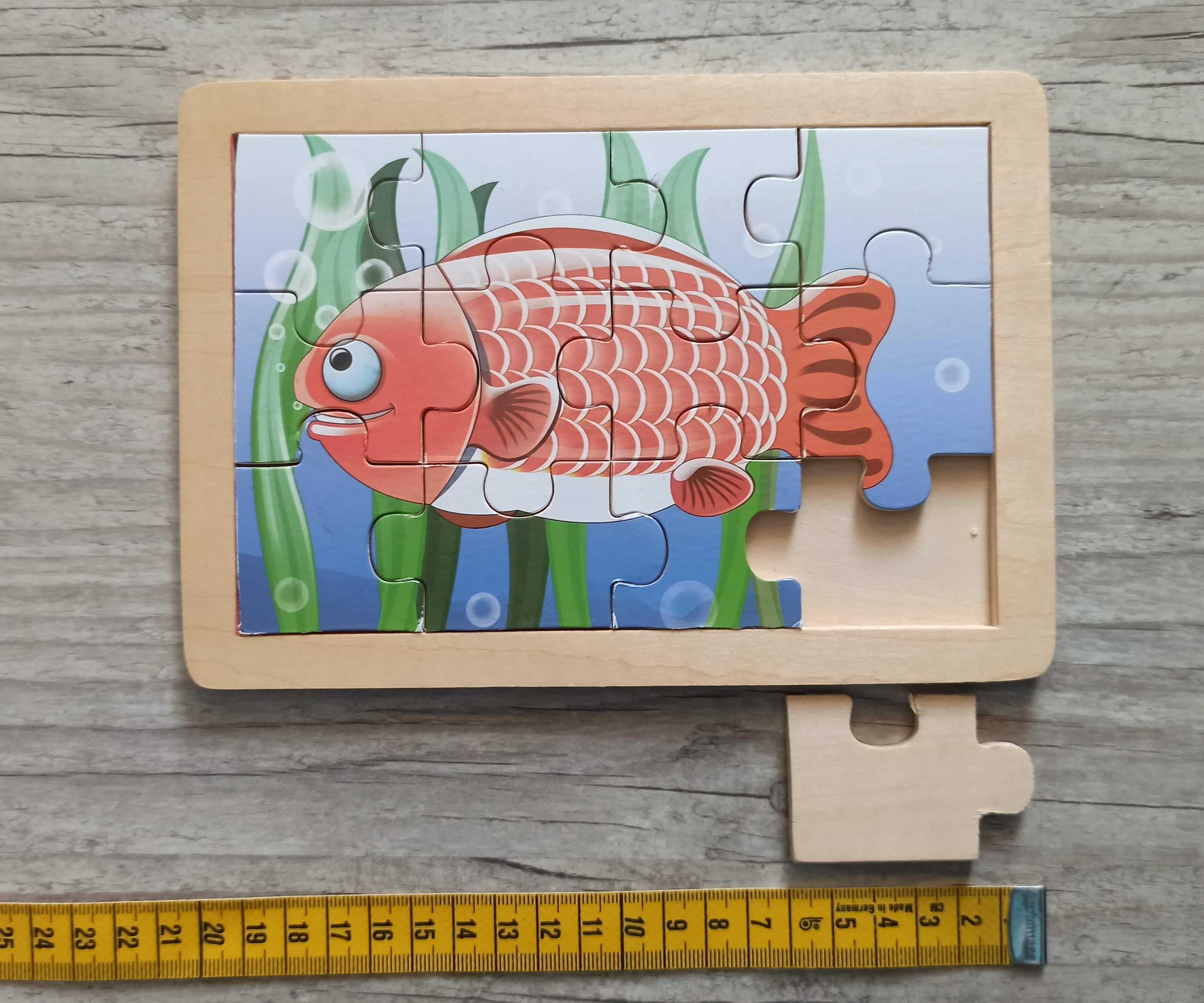 Puzzle drewniane, ryba, 12elemntów