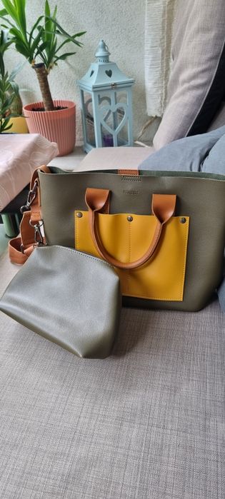 Torebka Medicine Zielony/żółty na ramie jak nowa