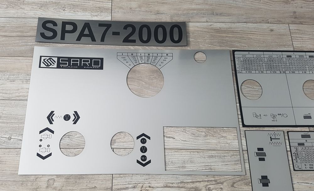 Tokarka SPA7 - 2000 Tabliczka Tabliczki Tabela Gwintów