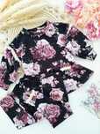Wyprzedaż!Nikol Kids Fashion czarna tunika bluzka w kwiaty r 110 cm