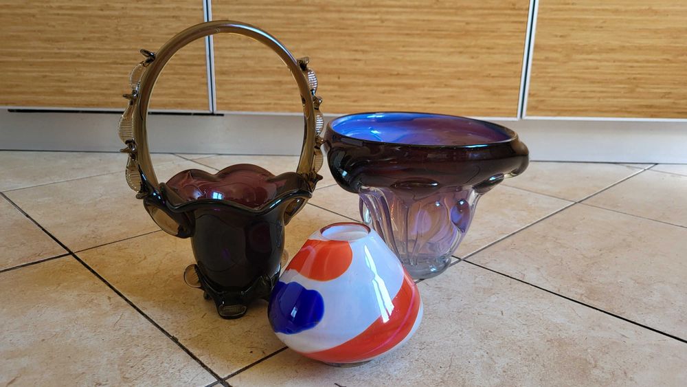 Вази гутне скло, вінтаж