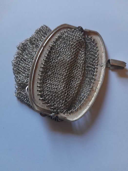 Bolsa prata porta moedas 2 dinheiros