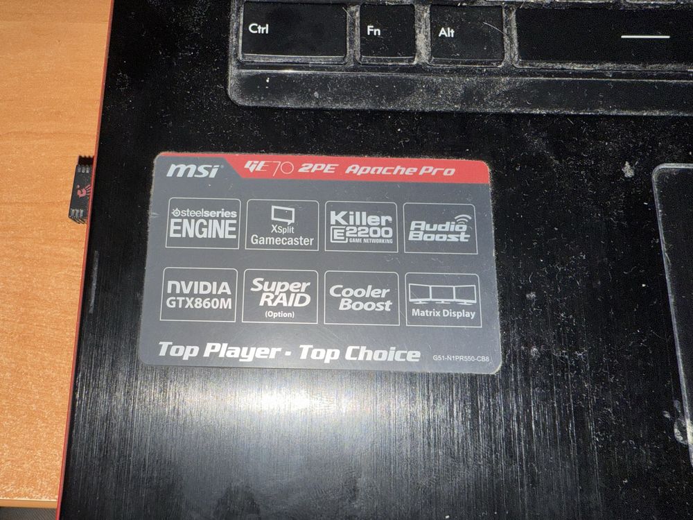 Laptop MSI GE70 2PE 1000 GB HDD + 256 SSD M2 i7 GTX 860 17” cali