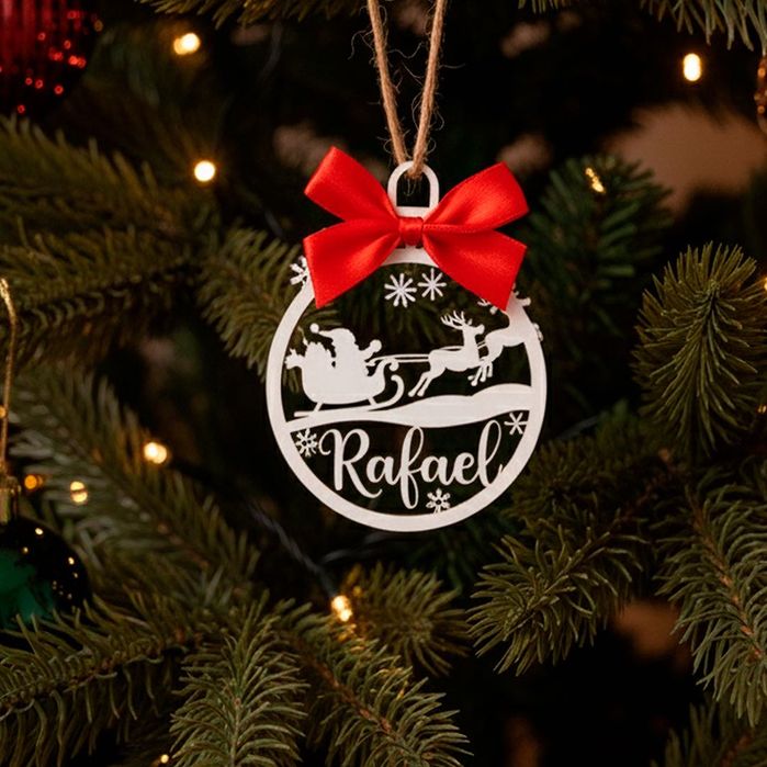 Bolas de Natal em Madeira Personalizadas com Nome – para Presente”