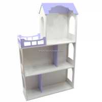Игрушечный кукольный деревянный домик трехэтажный фиолетовый