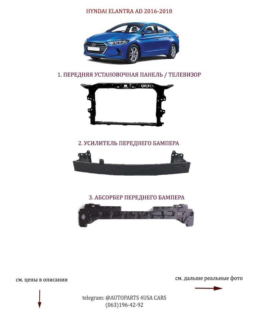 Усилитель Шина Абсорбер  Hyundai Elantra Елантра AD 2016 - 2024