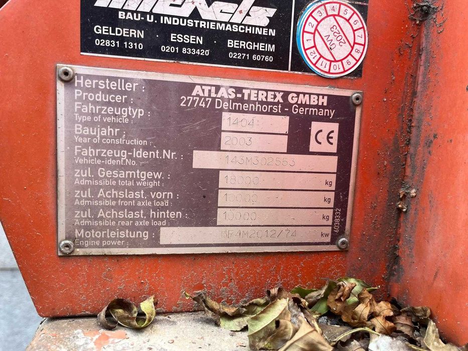 Koparka jednonaczyniowa kołowa ATLAS-TEREX 1404