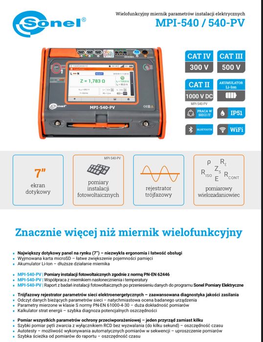 SONEL MPI-540 miernik wypożyczenie wynajem na doby FAKTURA VAT