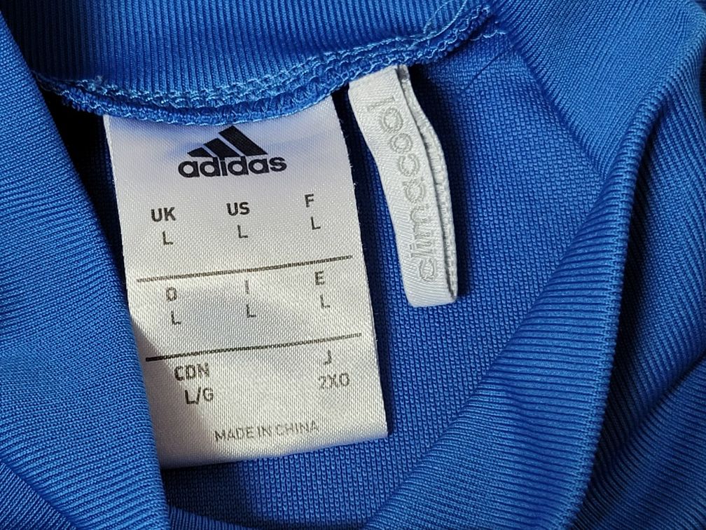 Bluza sportowa męska Adidas L/XL niebieska 3 paski do biegania