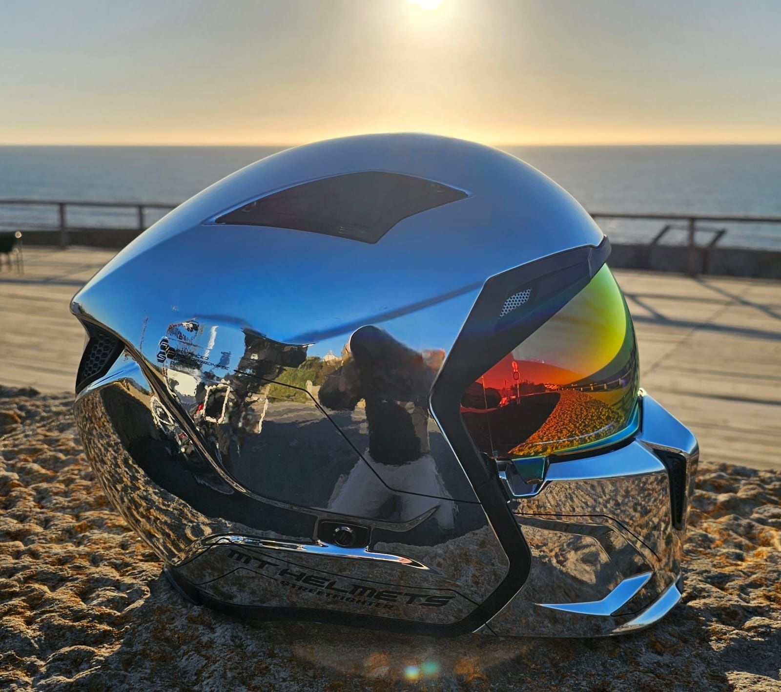 Capacete MT Streetfighter SV Chromed Silver Tam M/L