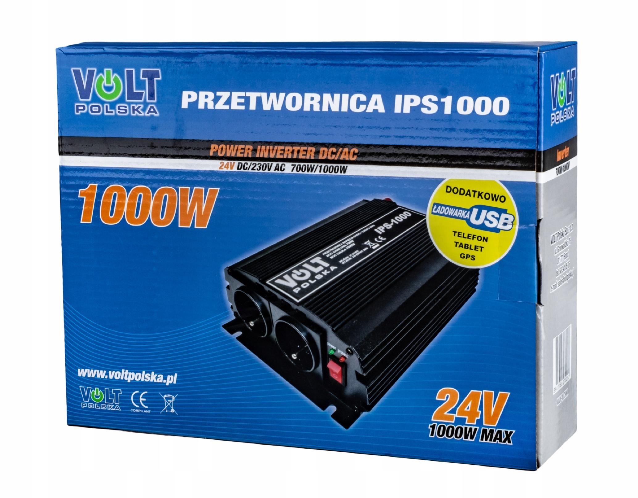 Przetwornica 24V 230V samochodowa napięcia 1000W/700W (PRZ33)