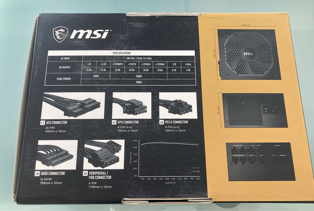 Zasilacz modularny MSI MPG A 750GF