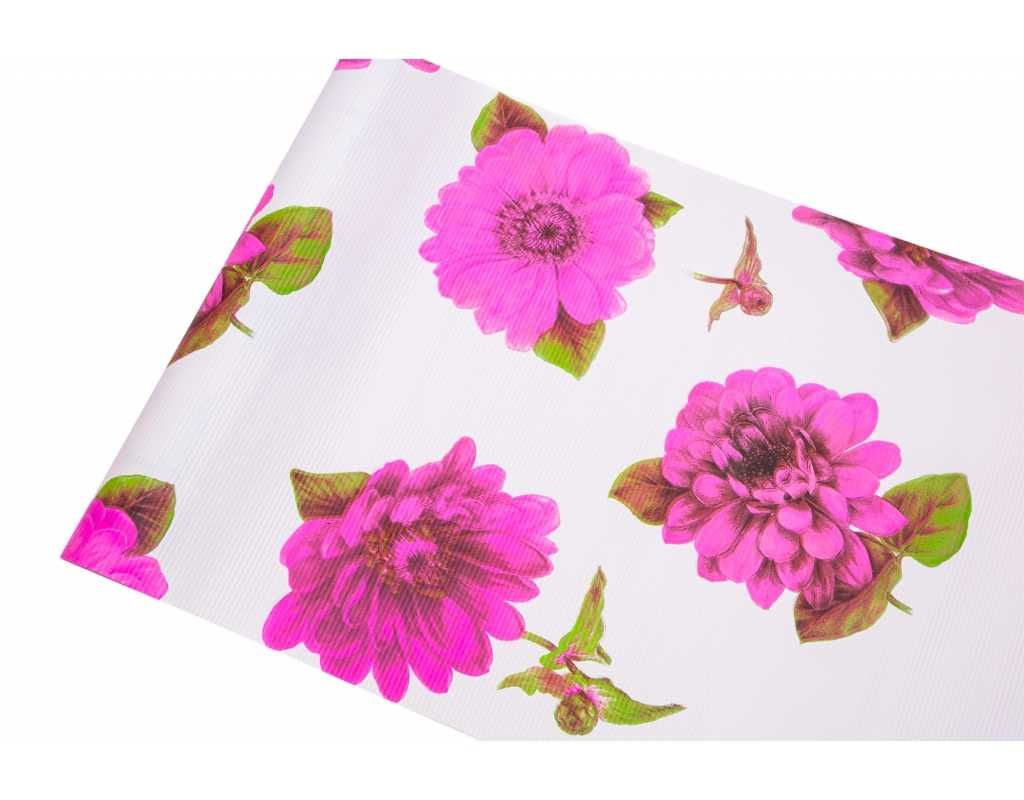 Papier dekoracyjny karbowany ze wzorem "peonia"50cm/10m MALINOWY JASNY