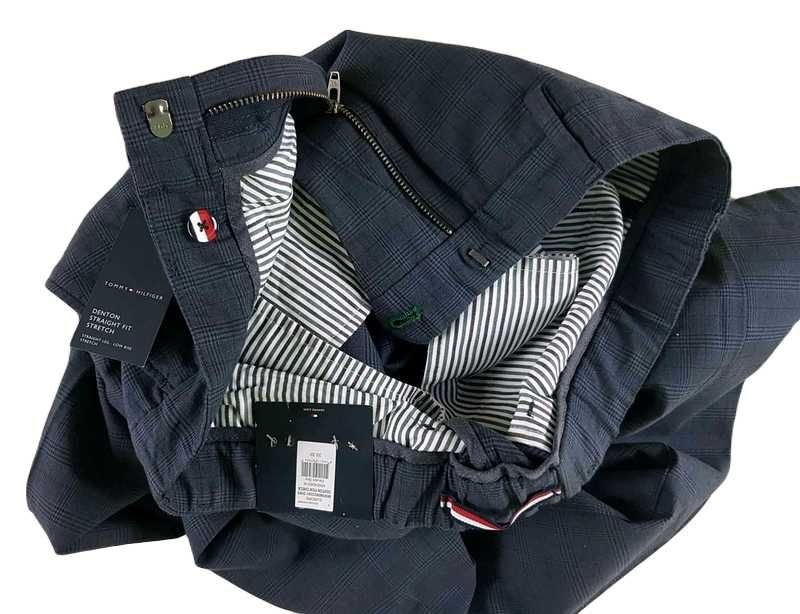 Męskie spodnie Tommy Hilfiger Denton Chino Straight krata nowe W33/L32