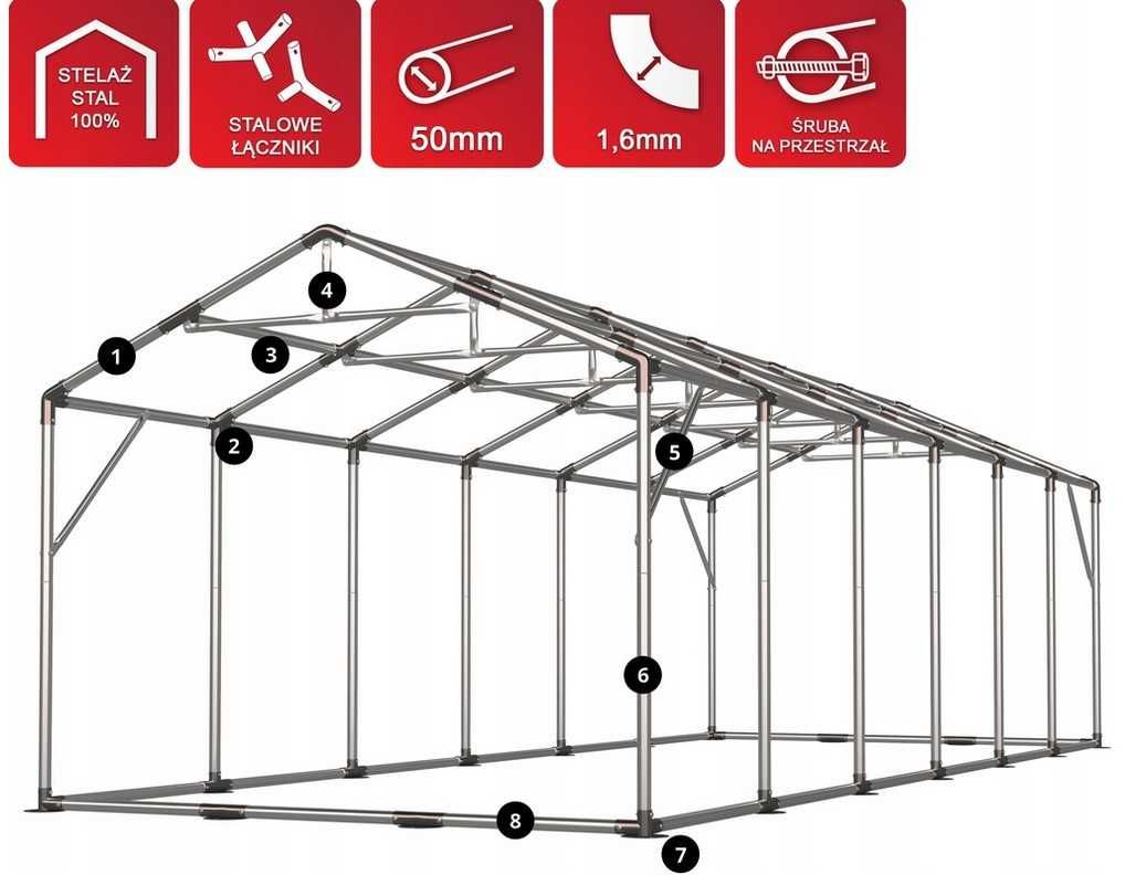 Namiot PRESTIGE PRIME 6x12-4m hala przemysłowa magazyn MOCNY PVC 550g